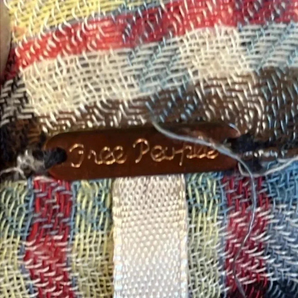 Womens preworn Free People small long sleeve button up plaid brown red green blu - Picture 3 of 8